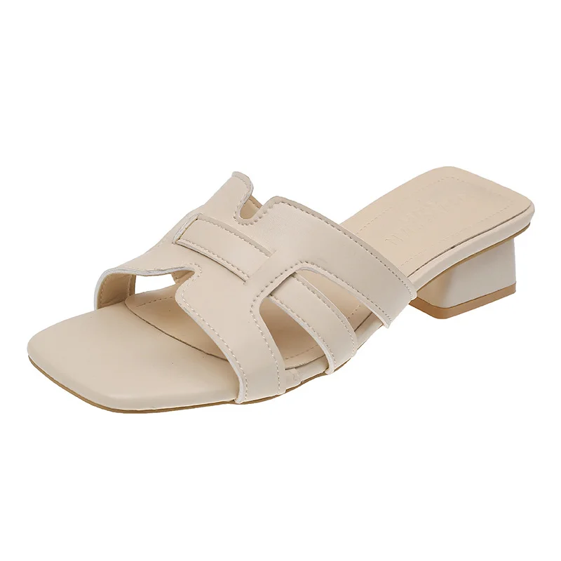 Yyvonne Gentle Wind Woven Slippers Women Wear 2025 Summer New Hollow Square Word High-Slip Slippers