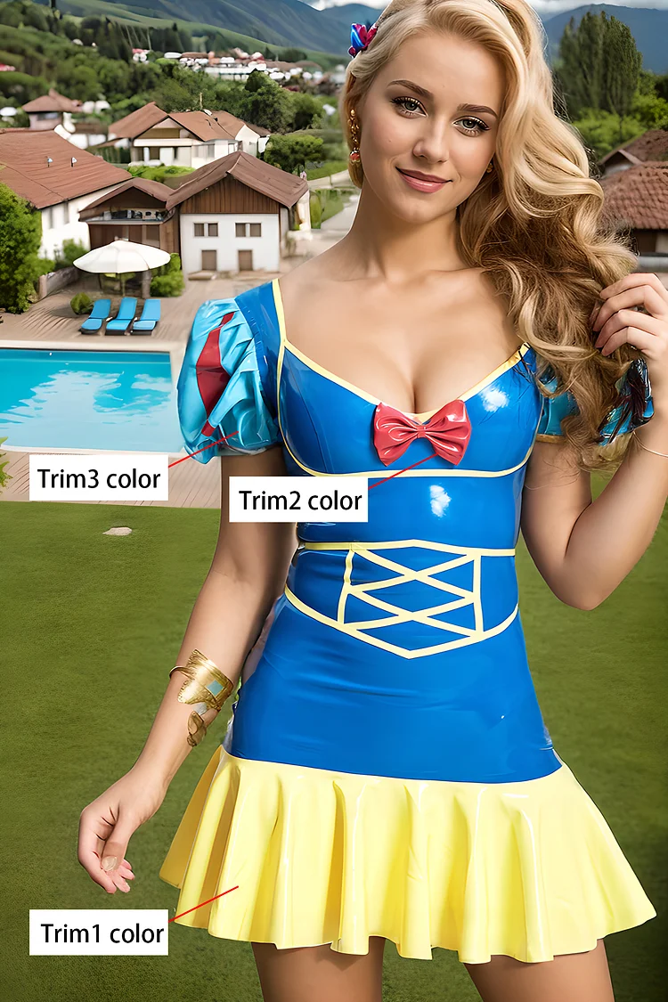 Women Latex Dresses Snow White Cosplay Princess Dress