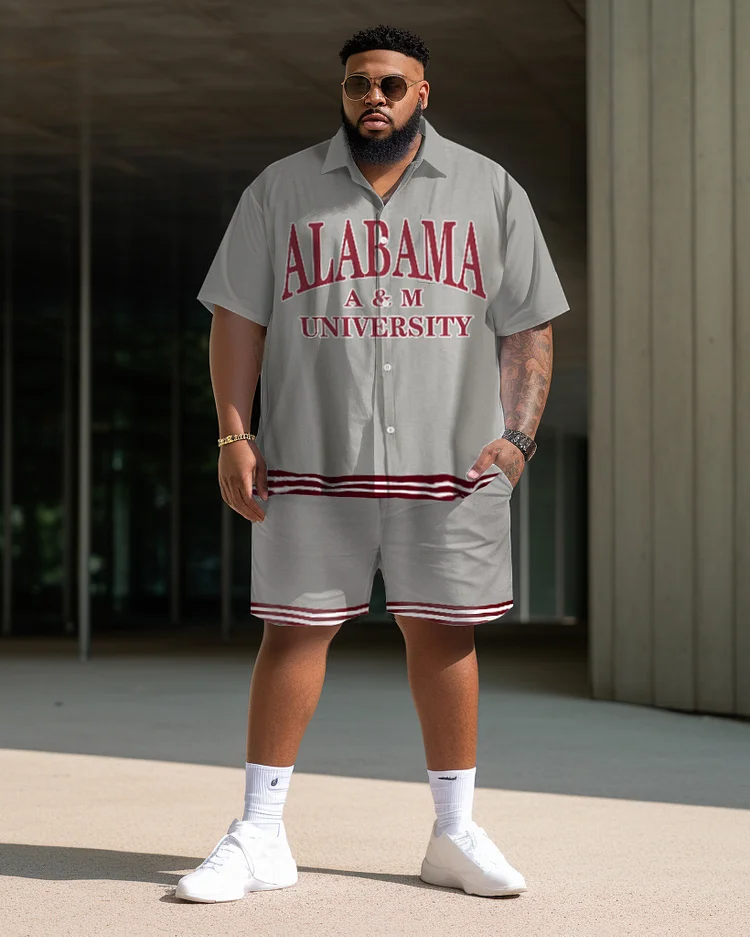 Men's Plus Size College Style Alabama A&M University Short Shirt Uniform Suit