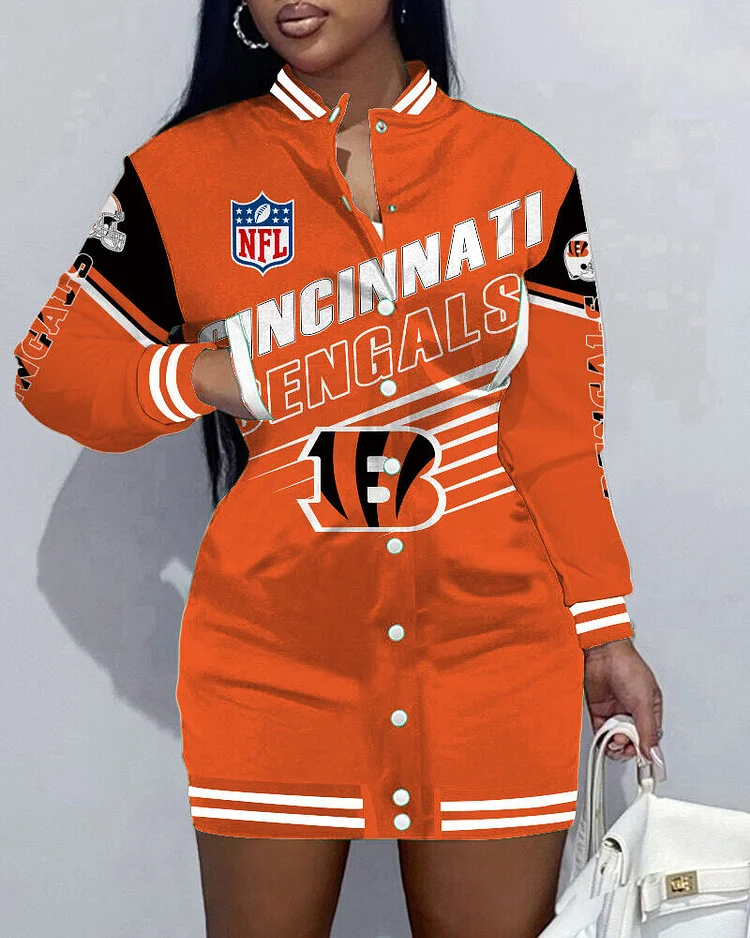 Cincinnati Bengals
Limited Edition Button Down Long Sleeve Jacket Dress
