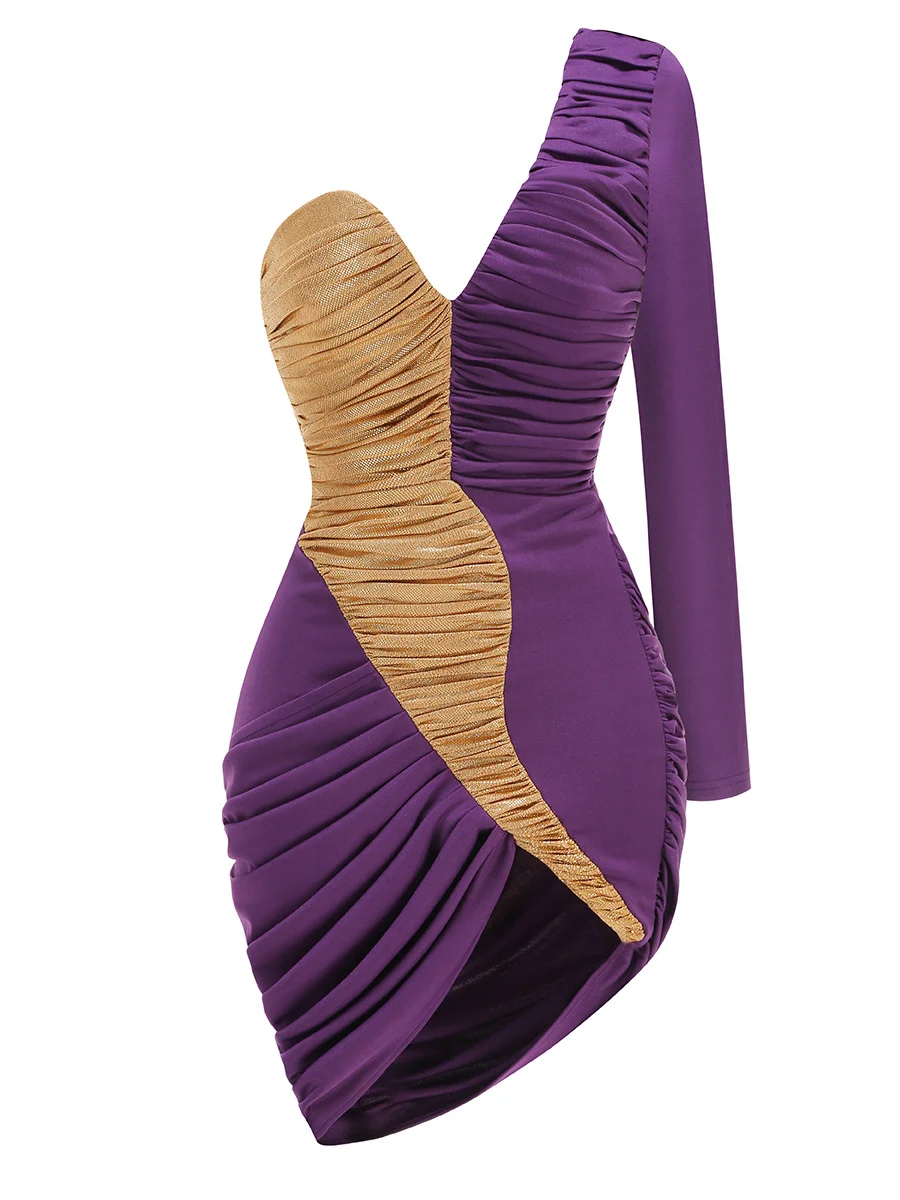 Brownm Explosion Bag Hips Sexy One-Shoulder Dress Bumped Into The Long-Term Wisk Dinner Dress
