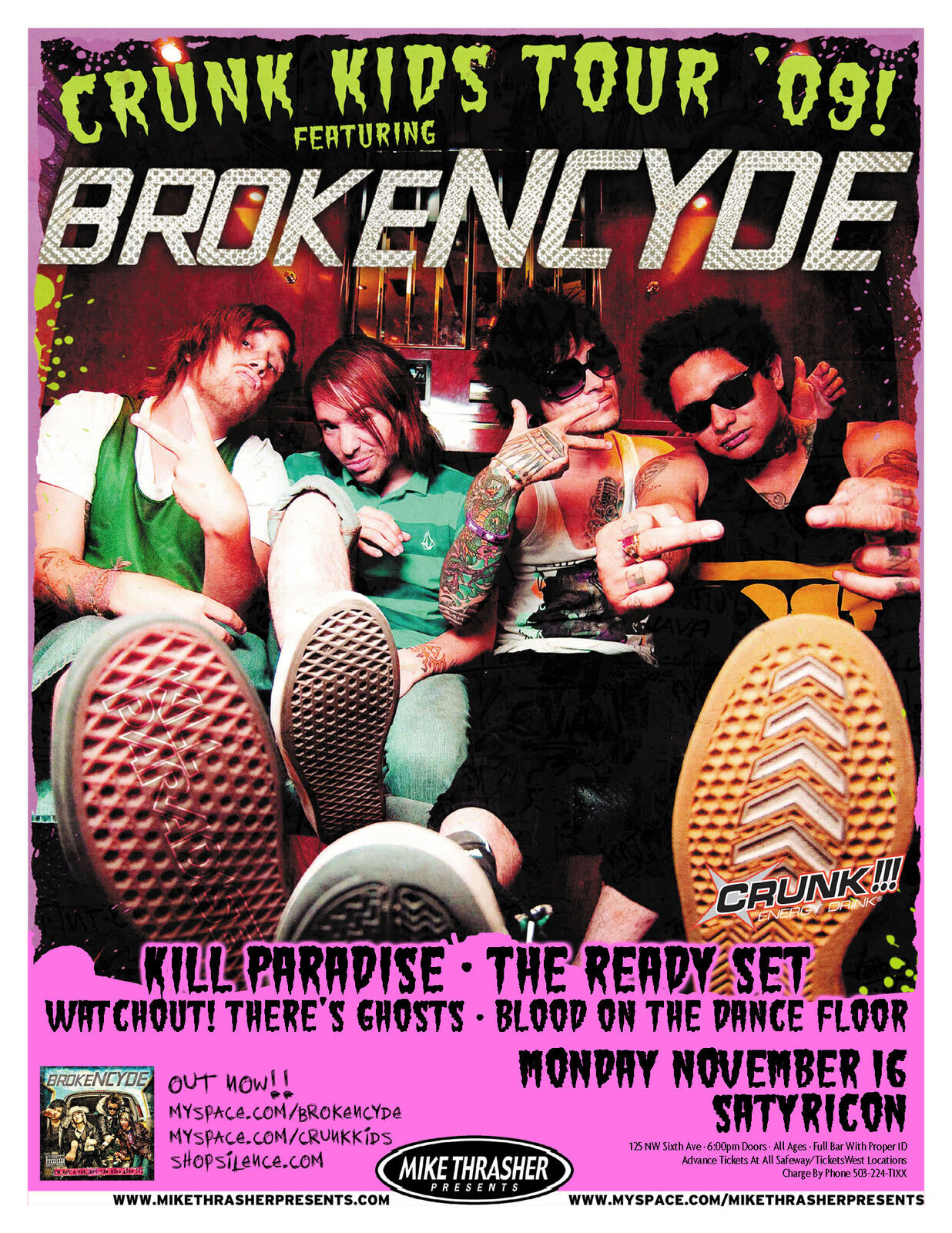 BROKENCYDE 2009 Gig POSTER Portland Oregon Concert