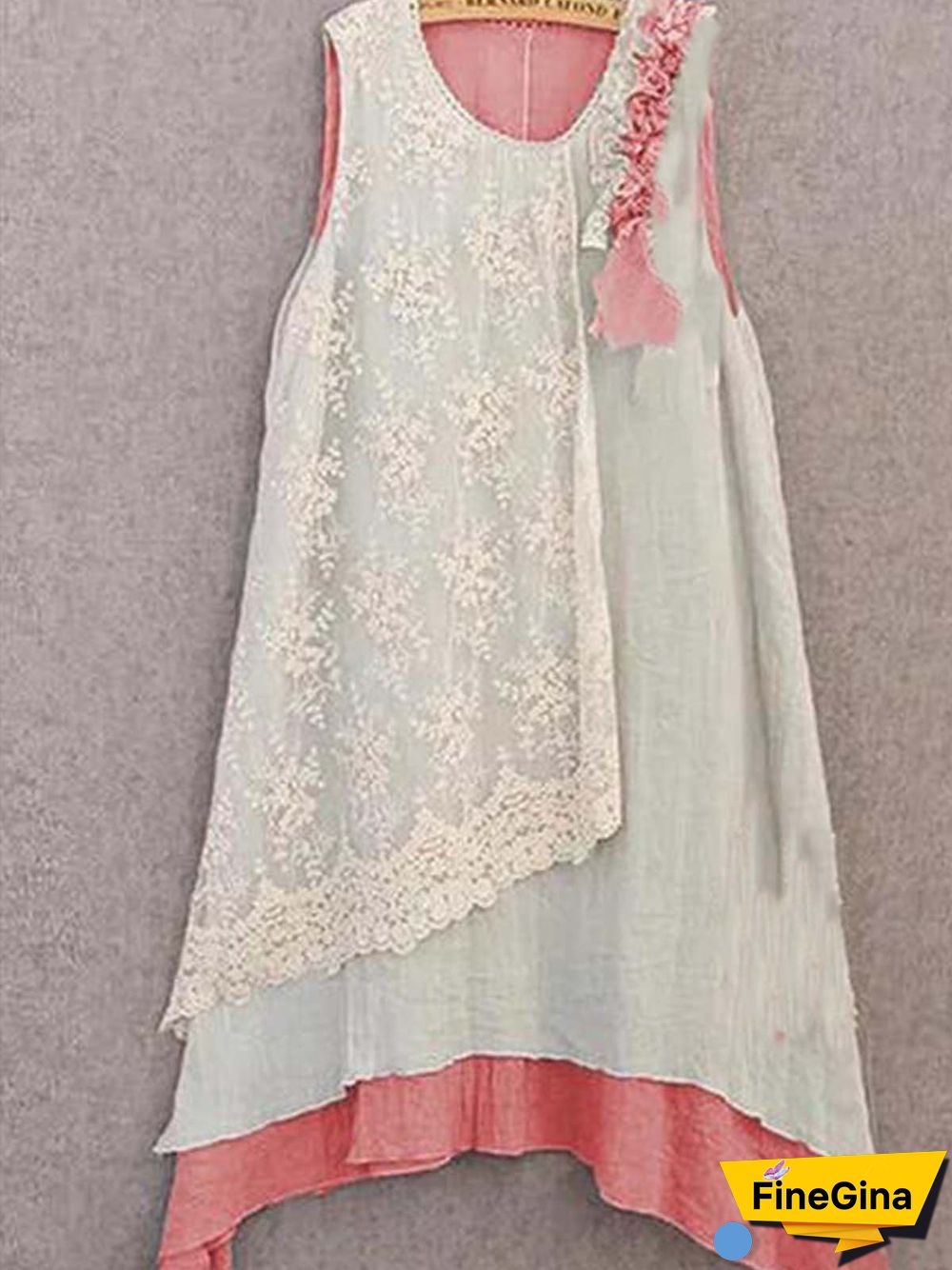 Women Sleeveless A-Line Patchwork Women Casual Summer Weaving Dress