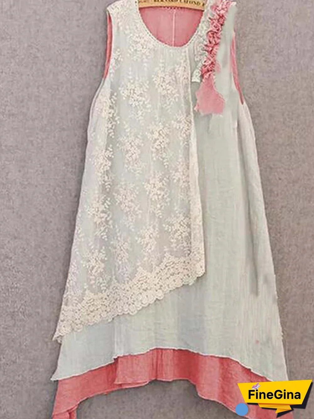 Women Sleeveless A-Line Patchwork Women Casual Summer Weaving Dress