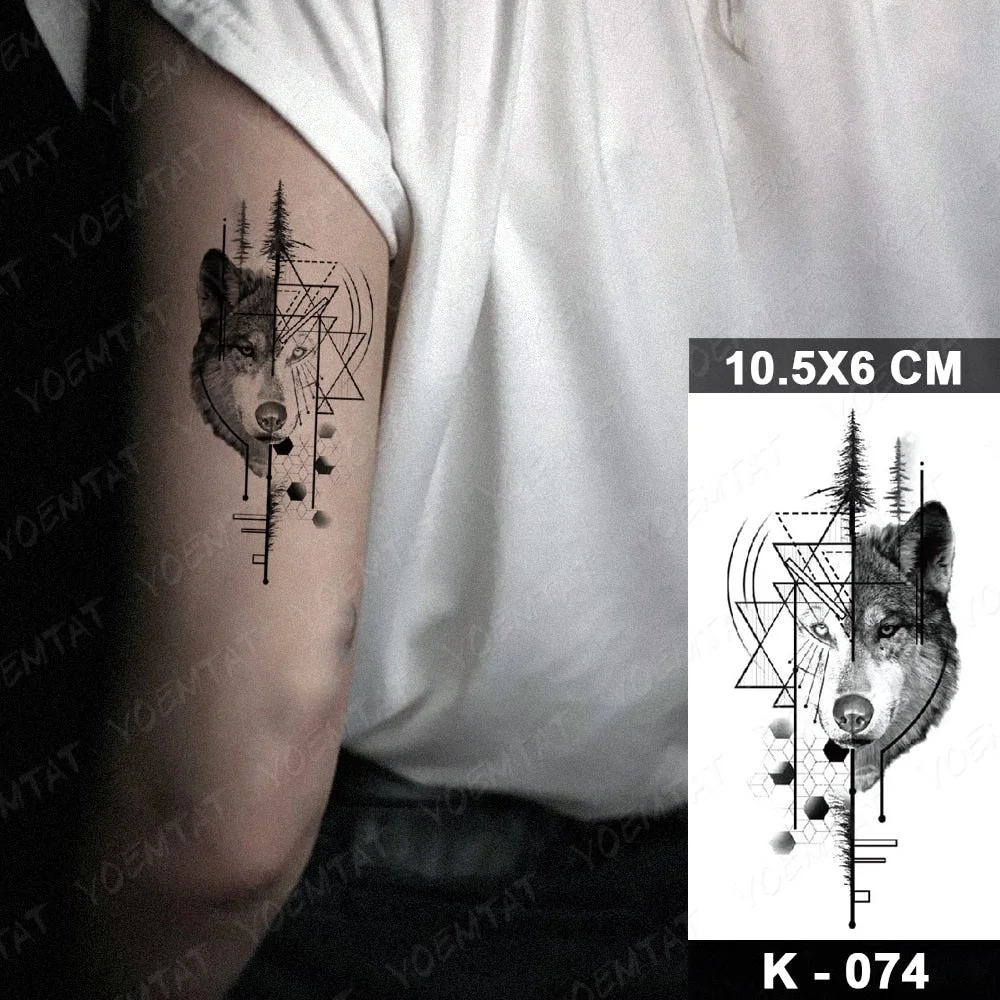 Waterproof Temporary Tattoo Sticker Starry Sky Galaxy Lion Flash Tatoo Wolf Fox Owl Arm Wrist Fake Tatto For Body Art Women Men