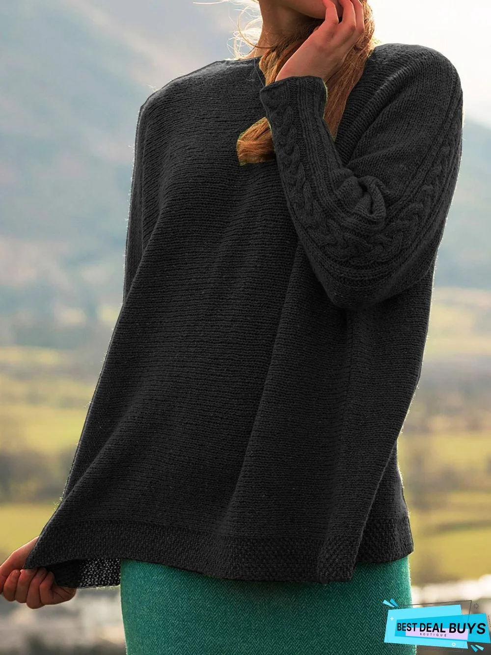 Crew Neck Knitted Sweaters Plus Size Pullovers Jumpers