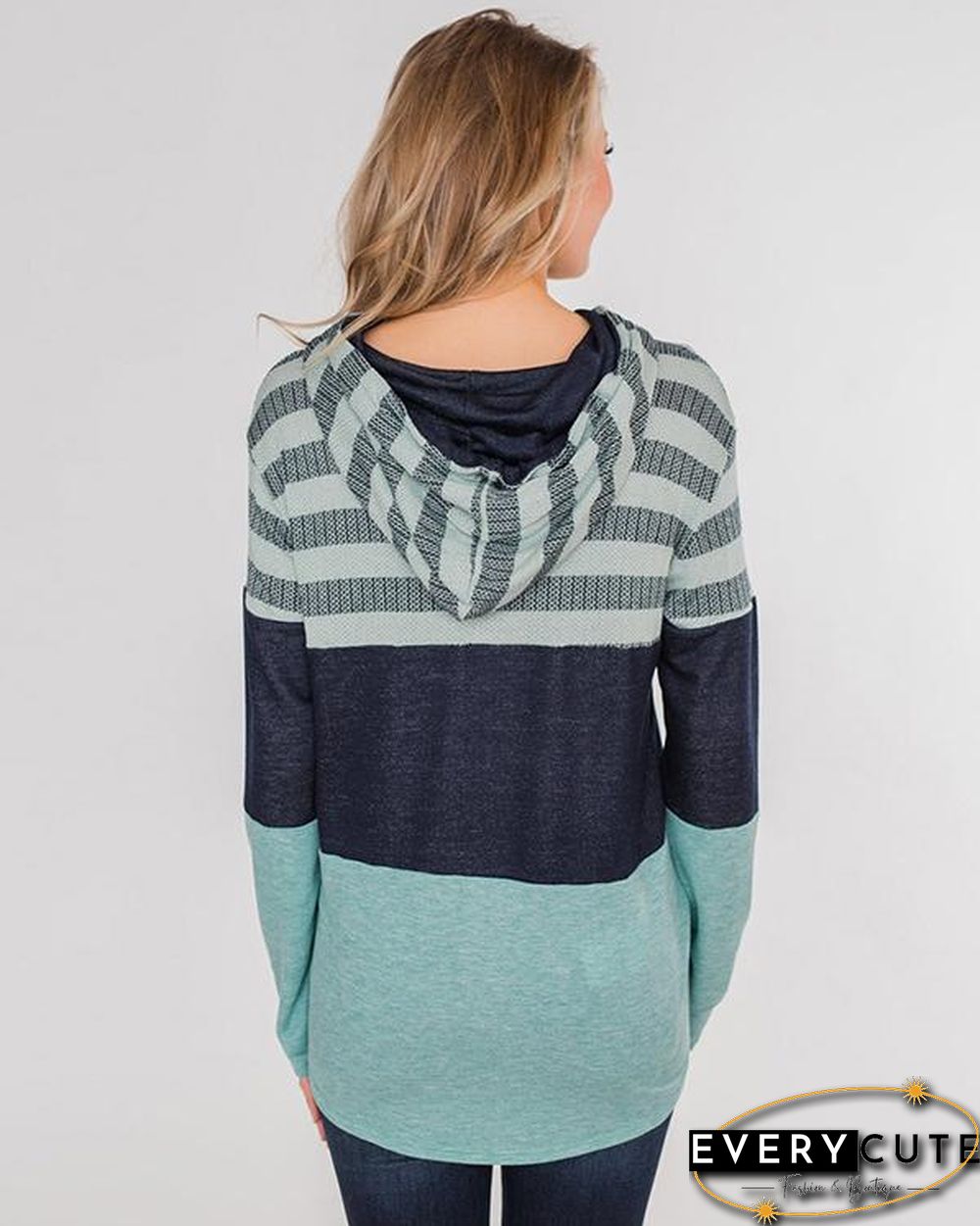 Color Block Splicing Drawstring Hoodies