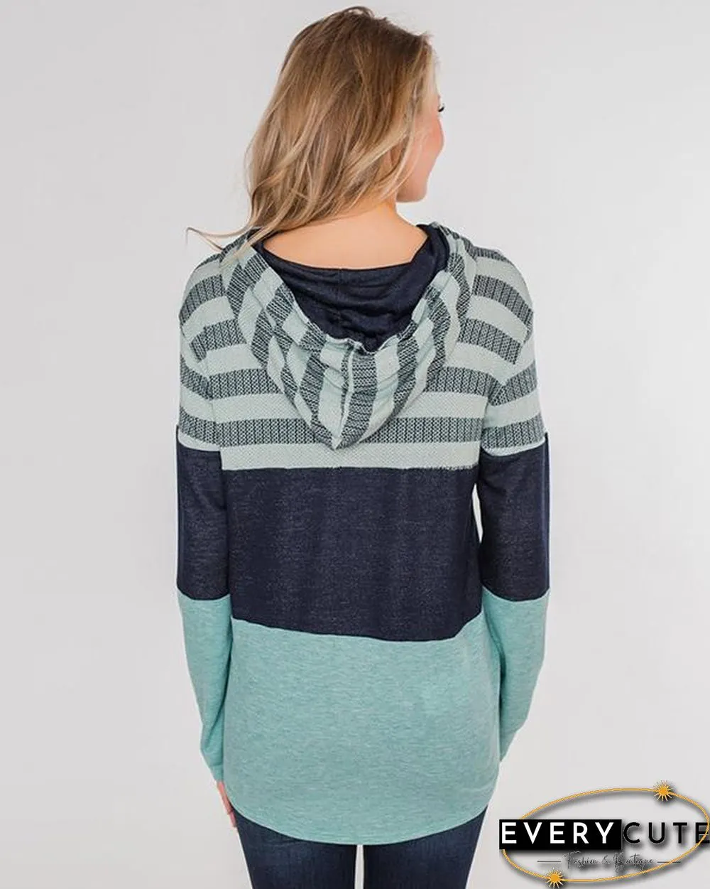 Color Block Splicing Drawstring Hoodies