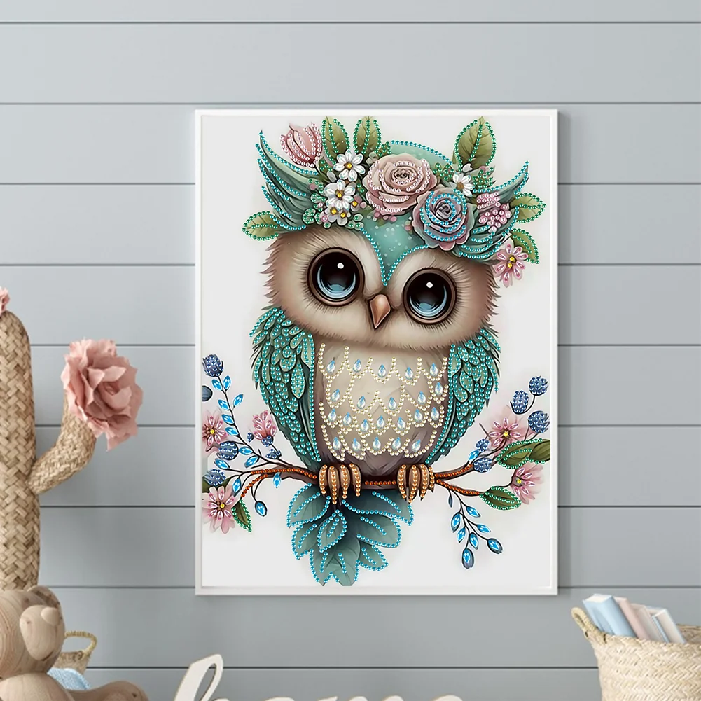 Diamond Painting - Partial Special Shaped Drill - Owl(Canvas|30*40cm)