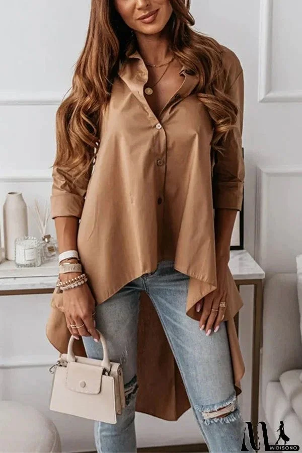 MidiSono - Dina Asymmetric Hem High Low Layer Blouse