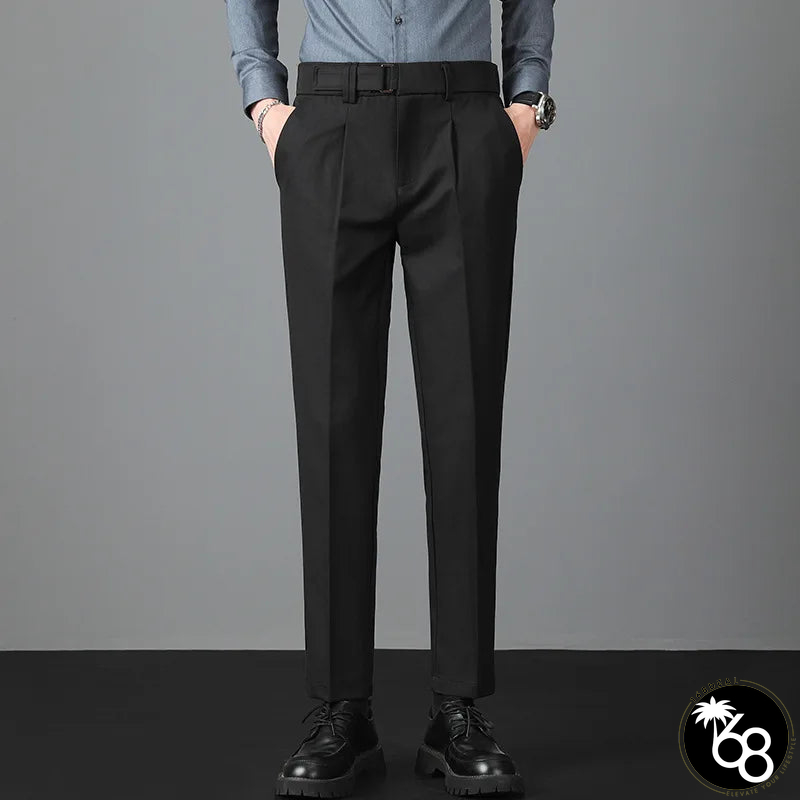 Men's Polyester Zipper Fly Closure Solid Pattern Casual Pants | 168DEAL