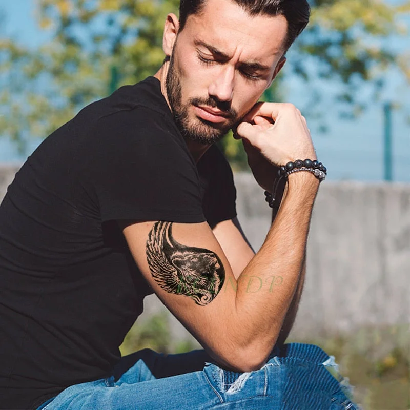 Waterproof Temporary Tattoo Sticker Cute Love Bird Leaf Crow Arabic Script Fake Tatto Flash Hand Arm Art Tatoo for Women Men