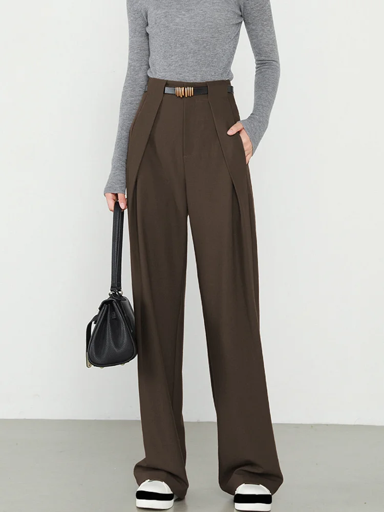Middle Waist Solid Pocket Straight Leg Pants QueenFunky