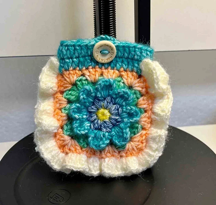 Lulusnow Handmade  3D Flower Granny Square Crochet Coin Purse Crochet Mini Bag Gift for Her/Friend/Kids