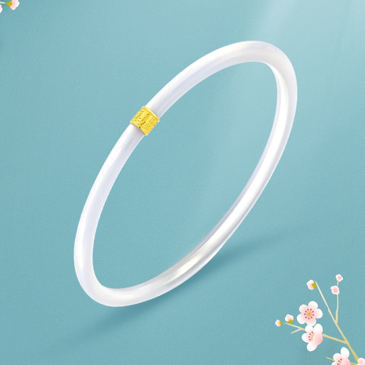 High Standard Elegant Jade Bracelet Bangle with Gold Accents - A Timeless Gift for Mothers and Loved Ones