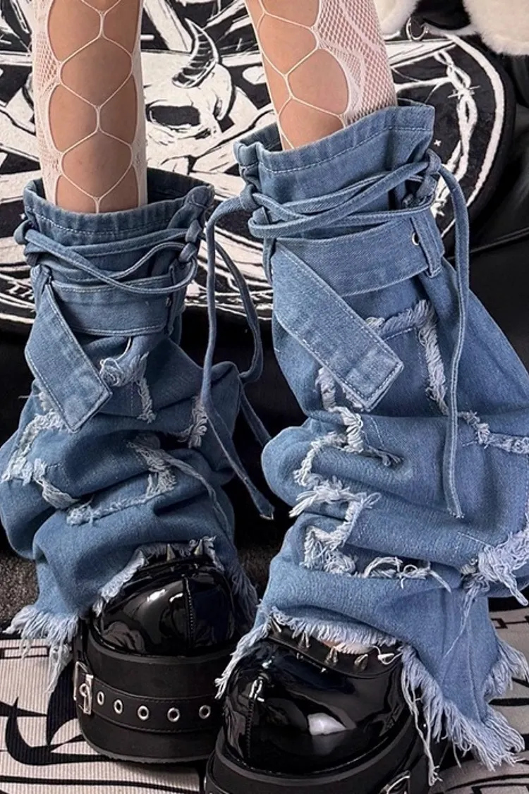 Y2K Alt Fashion Lace-Up Floral Fishnet Socks