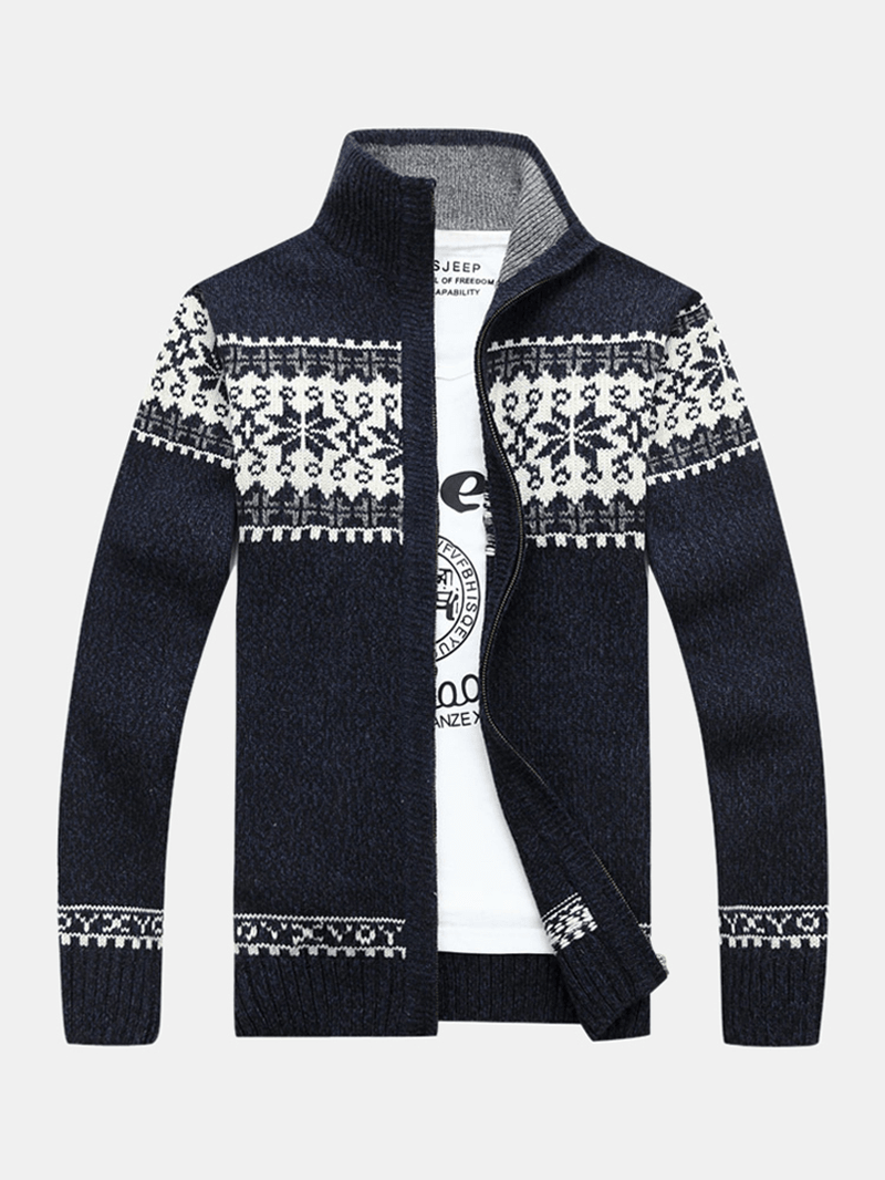Mens Tribal Print Long Sleeve Vintage Long Sleeve Knitting Sweater Jacket