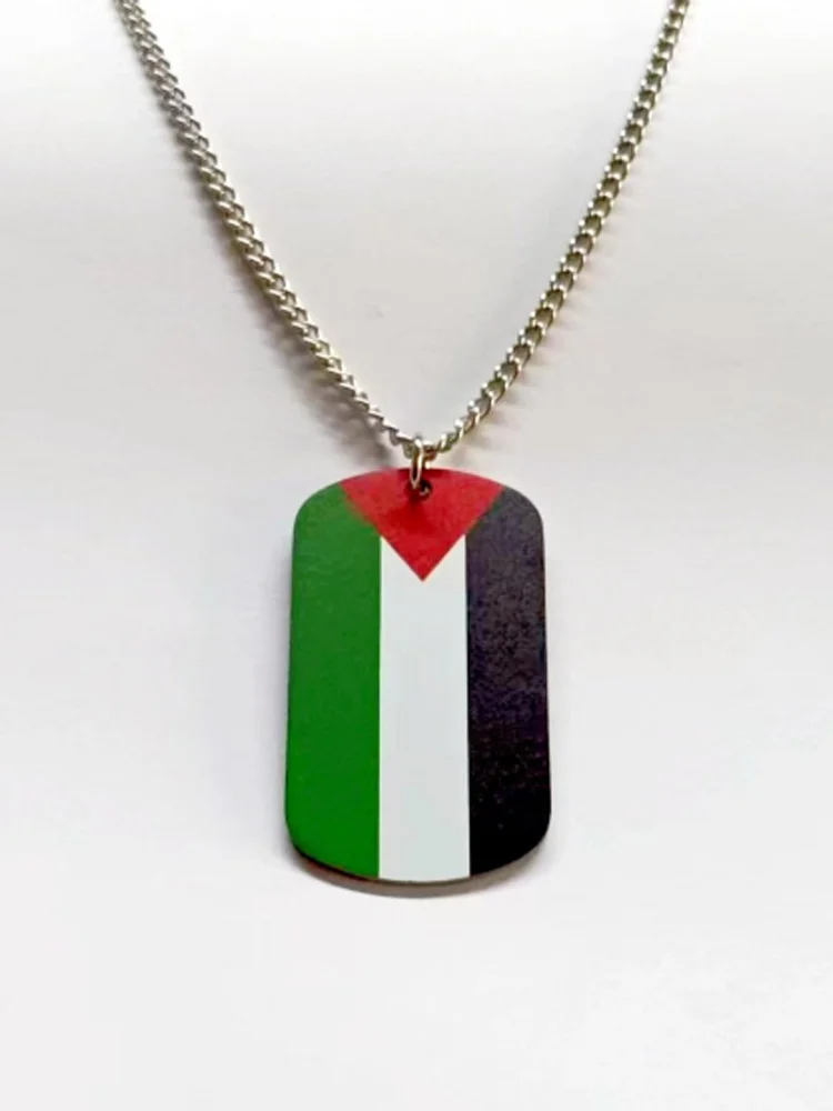 Palestinian Flag Army Emblem Titanium Steel Necklace