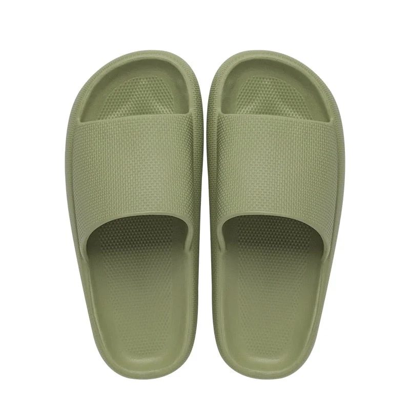 Spot Home Solid Color Thick-Soled Slippers Couple Fashion Non-Slip Bathroom Slides Street Trend Slippers Wholesale