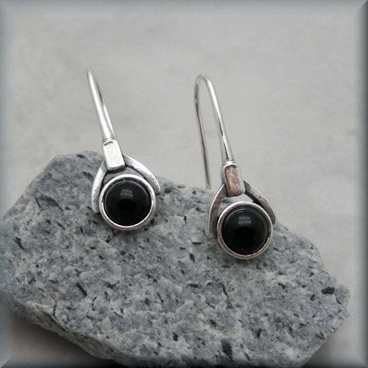 Vintage Inlaid Circular Cat Eye Earrings