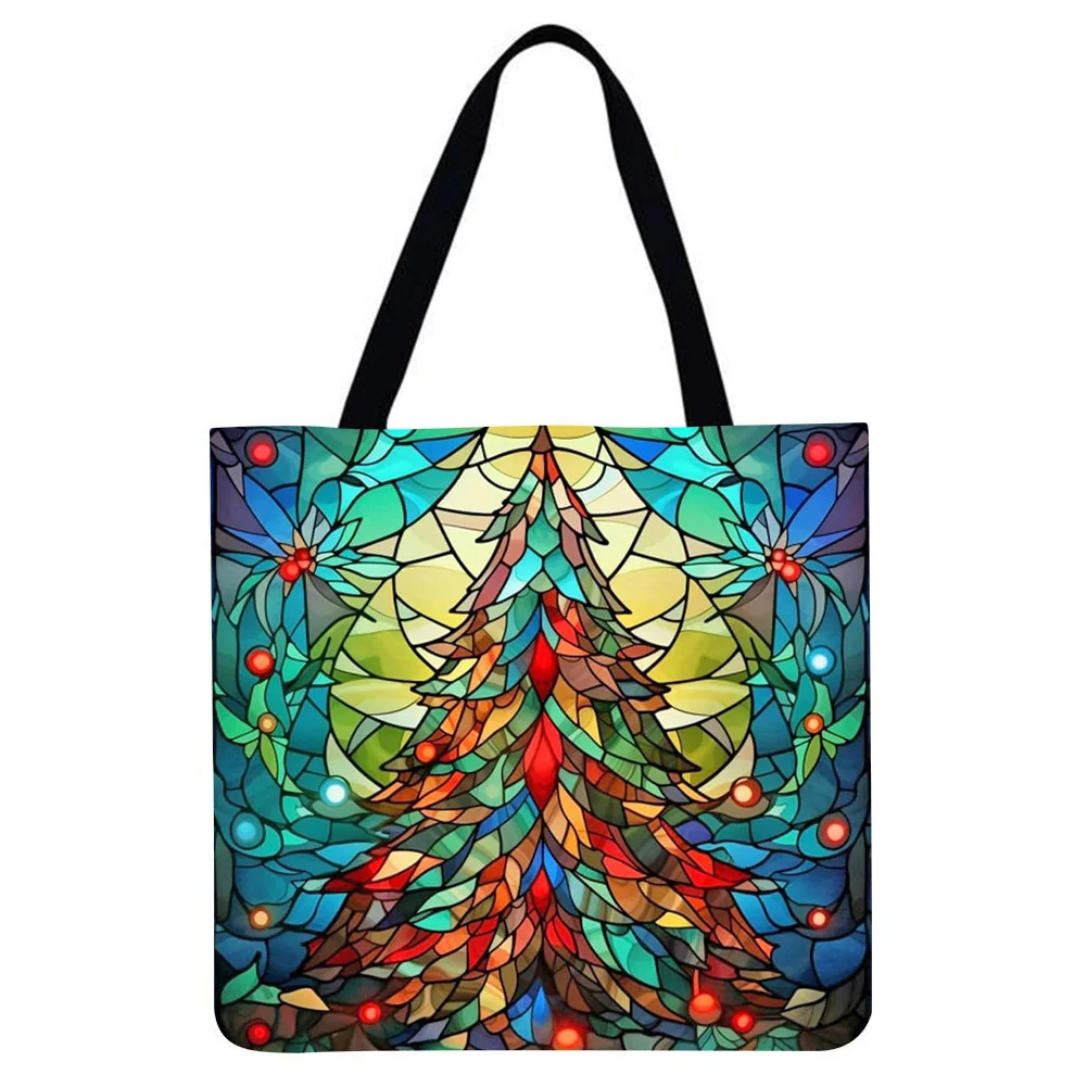 Linen Tote Bag - Glass Christmas Tree