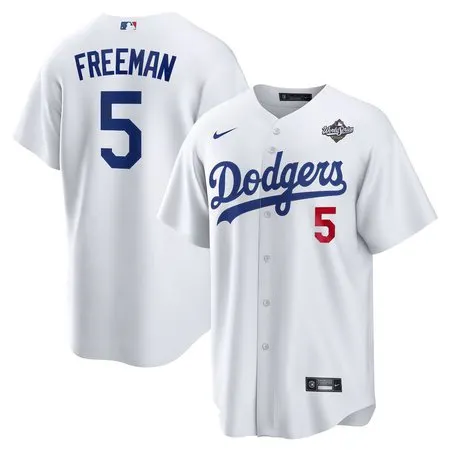 Men's Los Angeles Dodgers #5 Freddie Freeman  White 2025 World Series Home Limited Jersey
