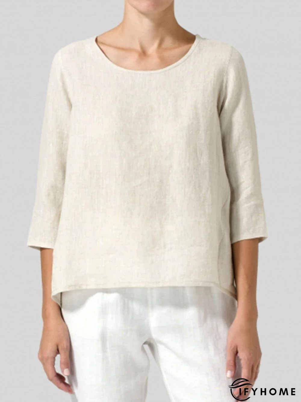 Women Casual 3/4 Sleeve Loose Top Blouse Shirt | IFYHOME