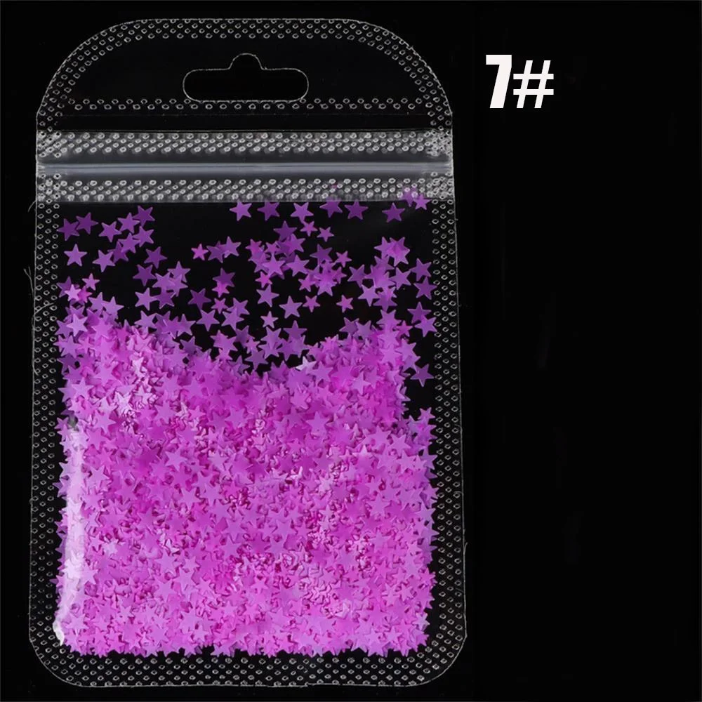 DIY color mixing acrylic gel fashion fluorescence star shape sequins for nails design manicure 3d accesoires nail stickers-Nail Inspo