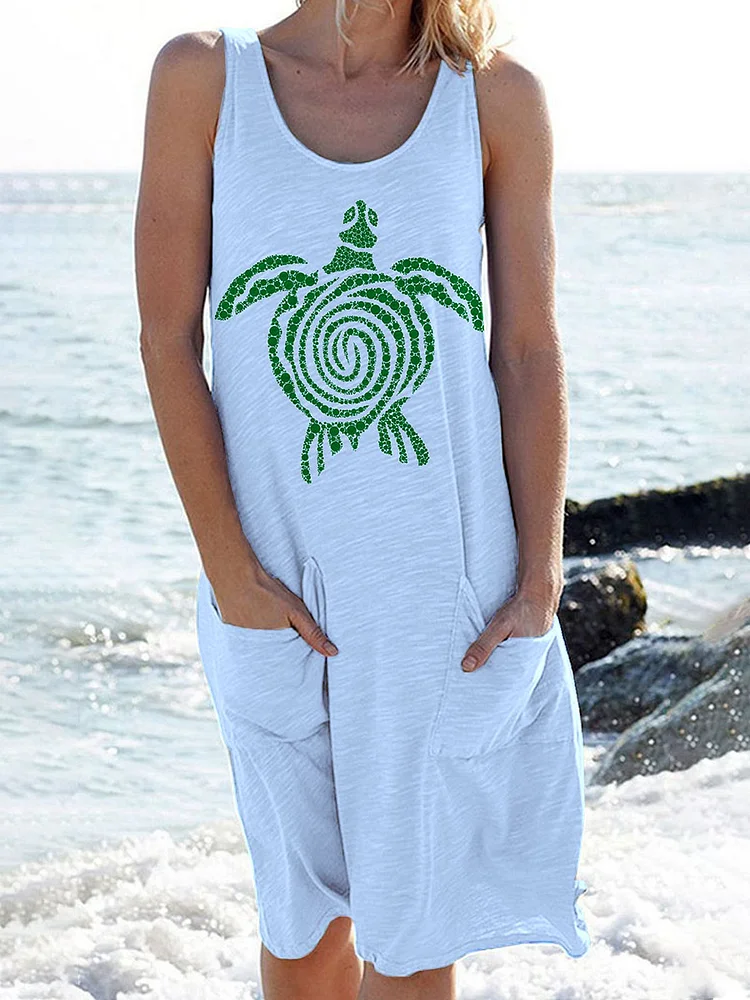 Women's Sea Art Turtle Print Casual Stylish Dress