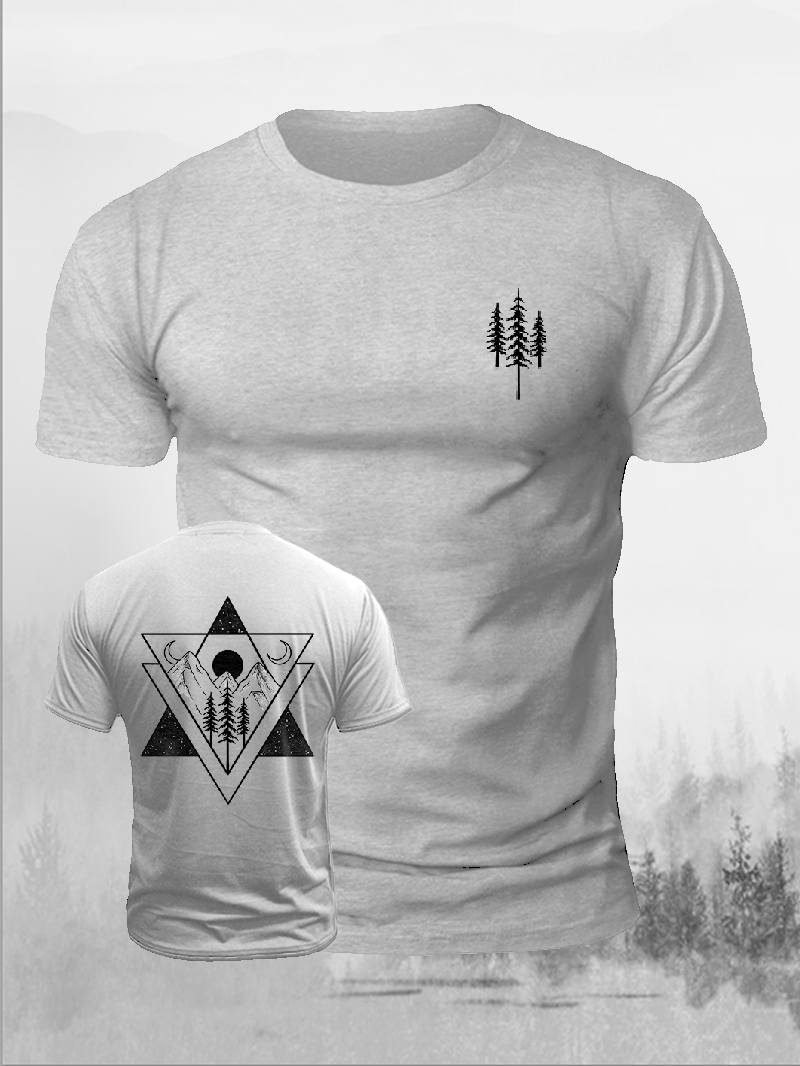 Men's Geometric Moon Mountain Short-Sleeved Shirt