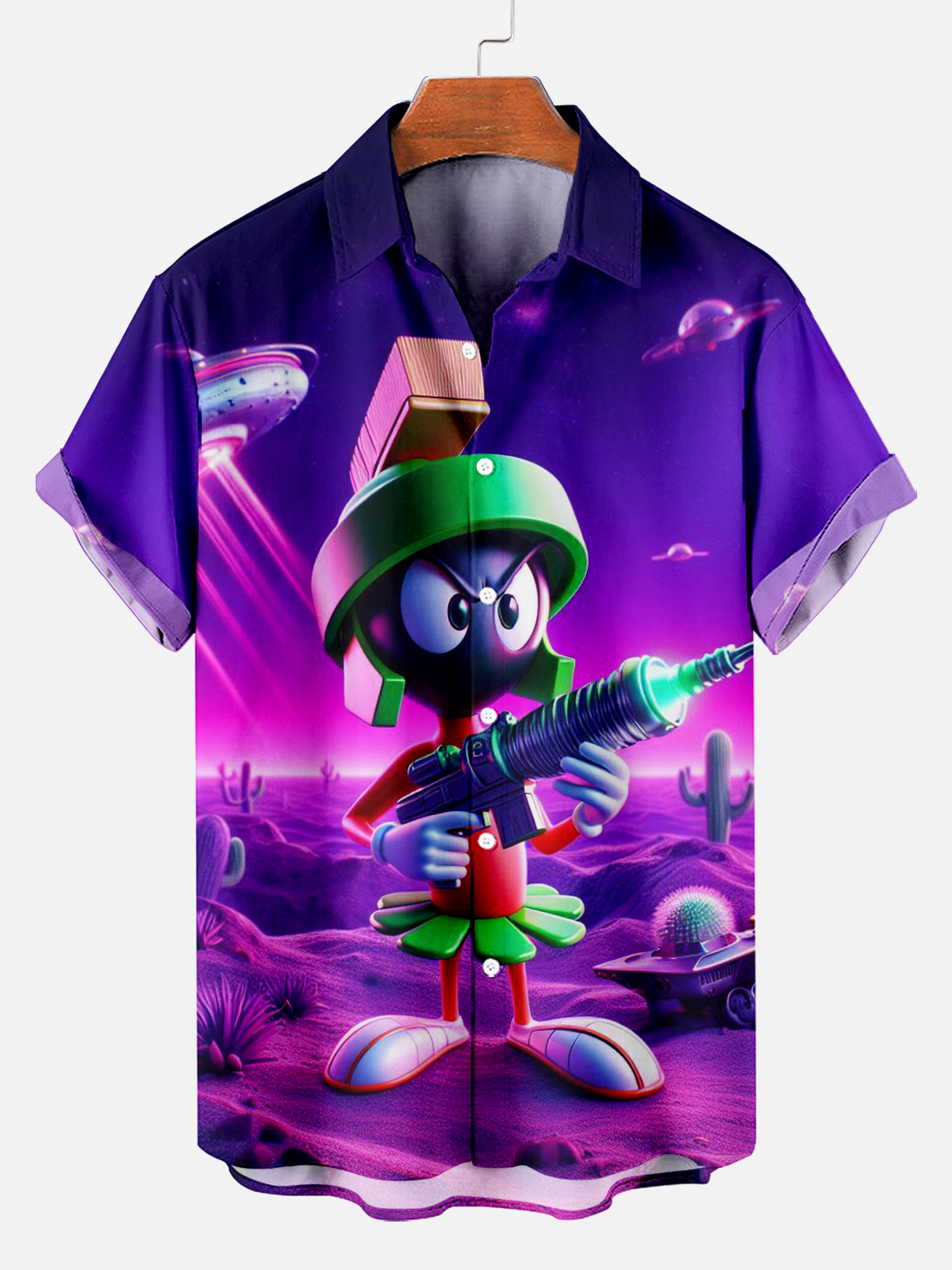 Men's Classic Cartoon Character Print Short Sleeve Shirt PLUSCLOTHESMAN