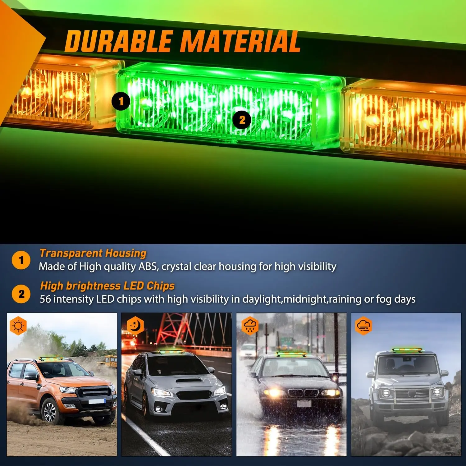amber roof top warning strobe light details