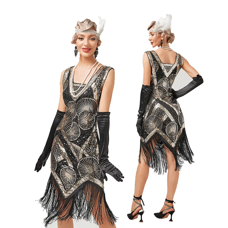 1920s Flapper Dress Fringed Great Gatsby Cocktail Prom Dress Novameme