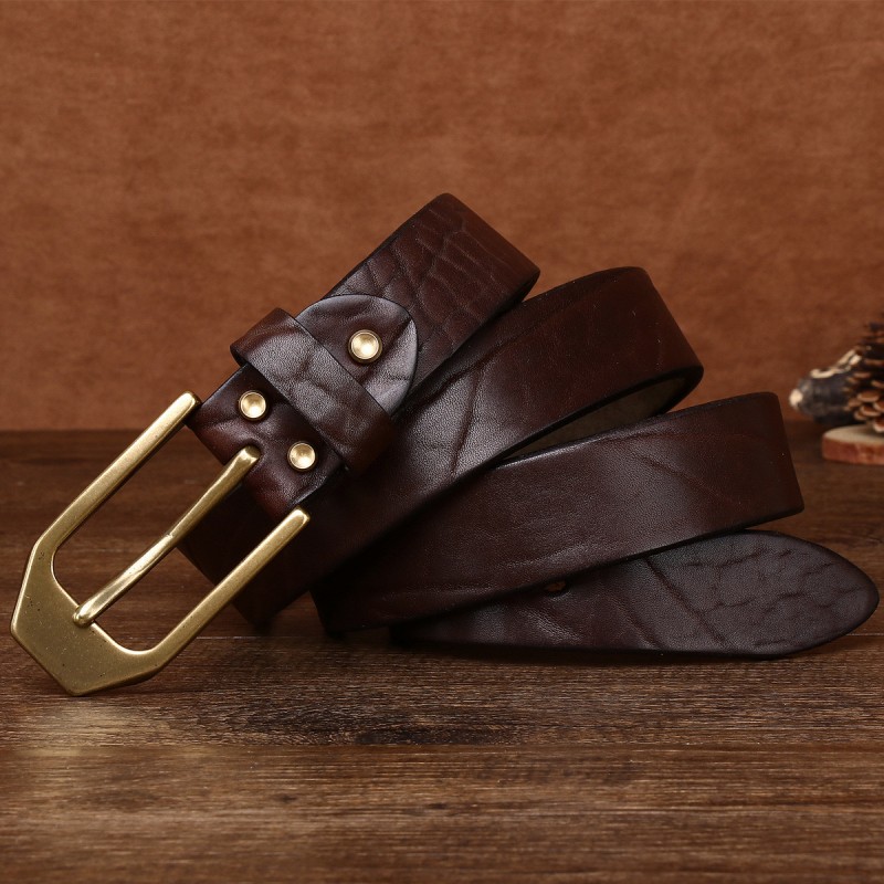 New Vintage Washed Extra Thick Outdoor Top Layer Cowhide Casual Belt DANRRIO.COM DANRRIO