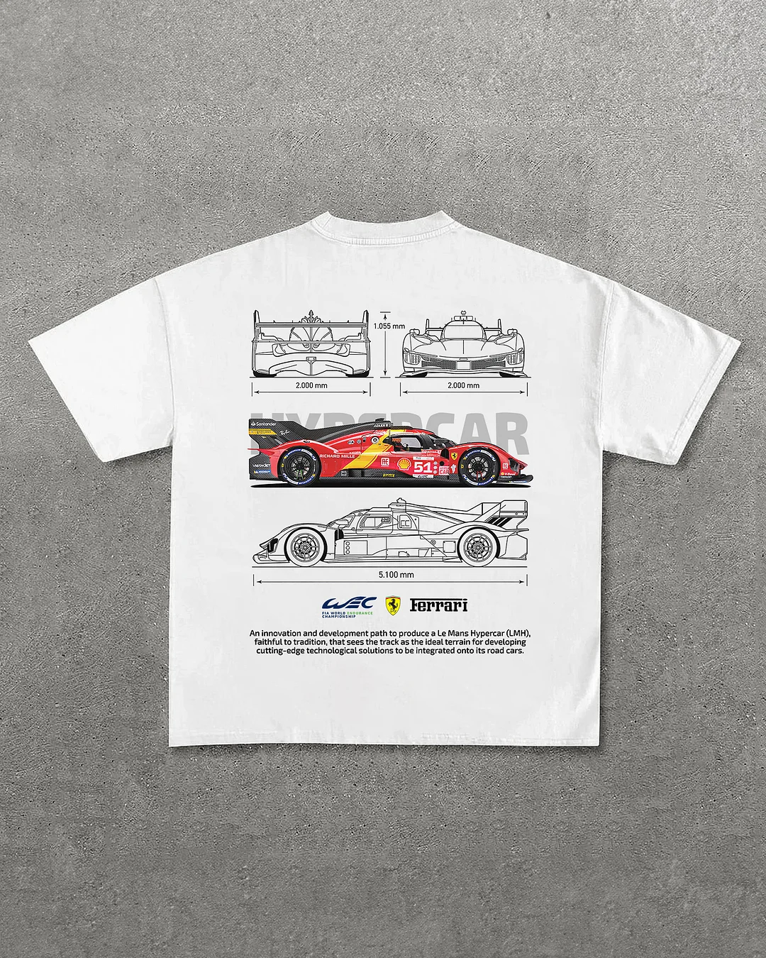 Ferrari Racing Car Printed Oversized Unisex T-shirts