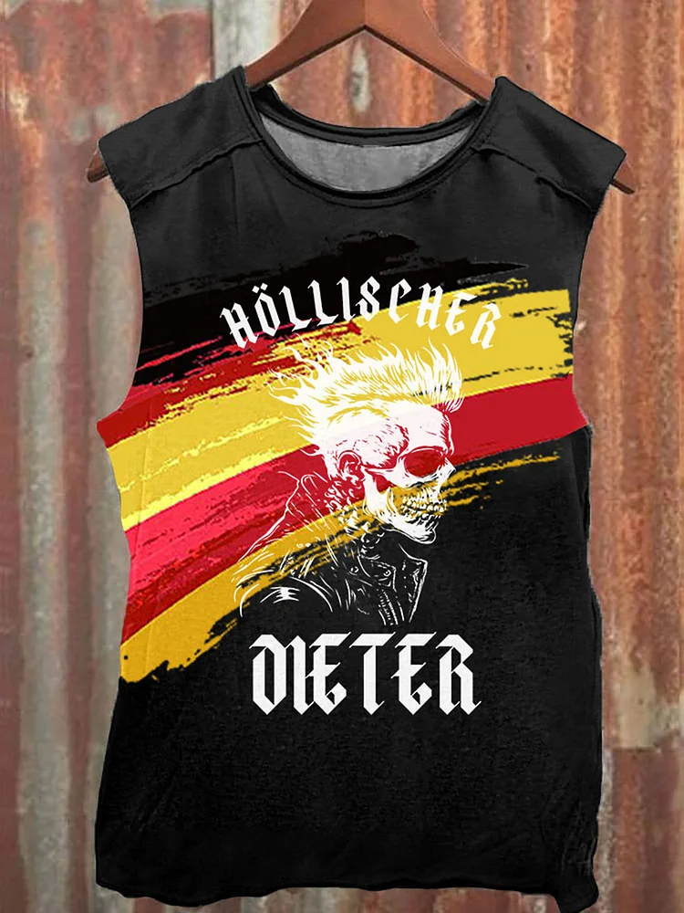 Herren Eisernes Kreuz Sch&auml;del bedruckte Weste