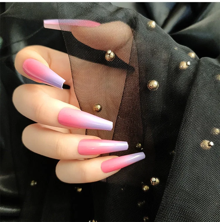 Fashion 24pc/set 10 Sizes Fake Nails Full Cover French False Nail Tips With Double-Sided Nail Adhesive Tab Press On Nails Art-Nail Inspo