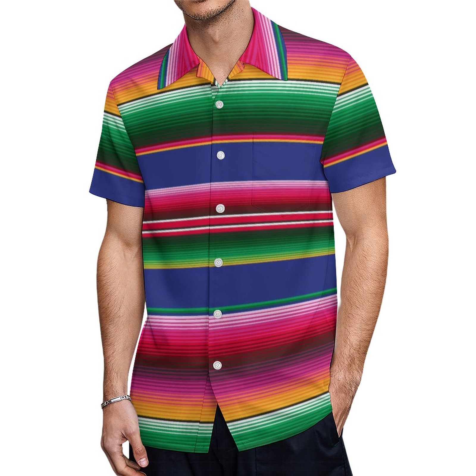Cinco De Mayo Serape Blanket Pattern Hawaiian Shirt Mens Button Down Plus Size Tropical Hawaii Beach Shirts