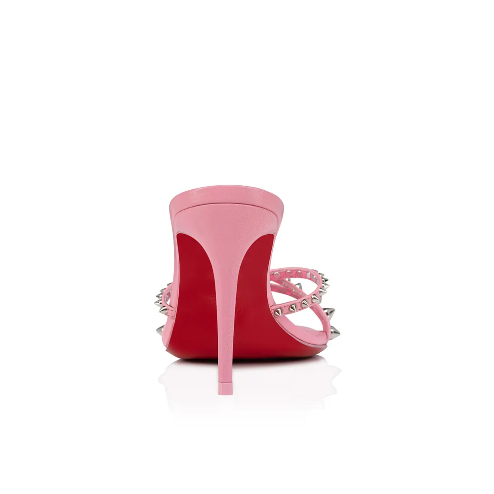 85mm Women's Sandals Pointed Toe Rivet Mules Red Bottom Heels Slip on Stilettos-vocosishoes
