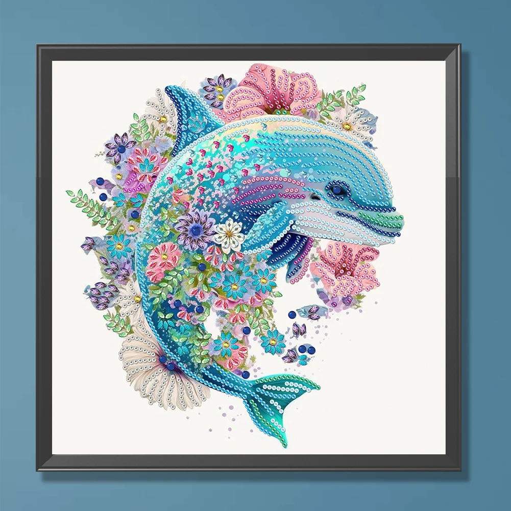 Diamond Painting - Partial Special Shaped Drill - Dolphin(Canvas|30*30cm)
