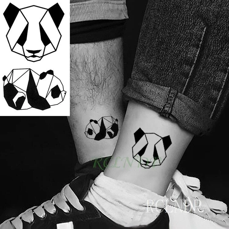 Waterproof Temporary Tattoo Stickers Panda fake Tatto Geometric animal Flash Tatoo Tatouage Hand Back Foot for Girl Women Men