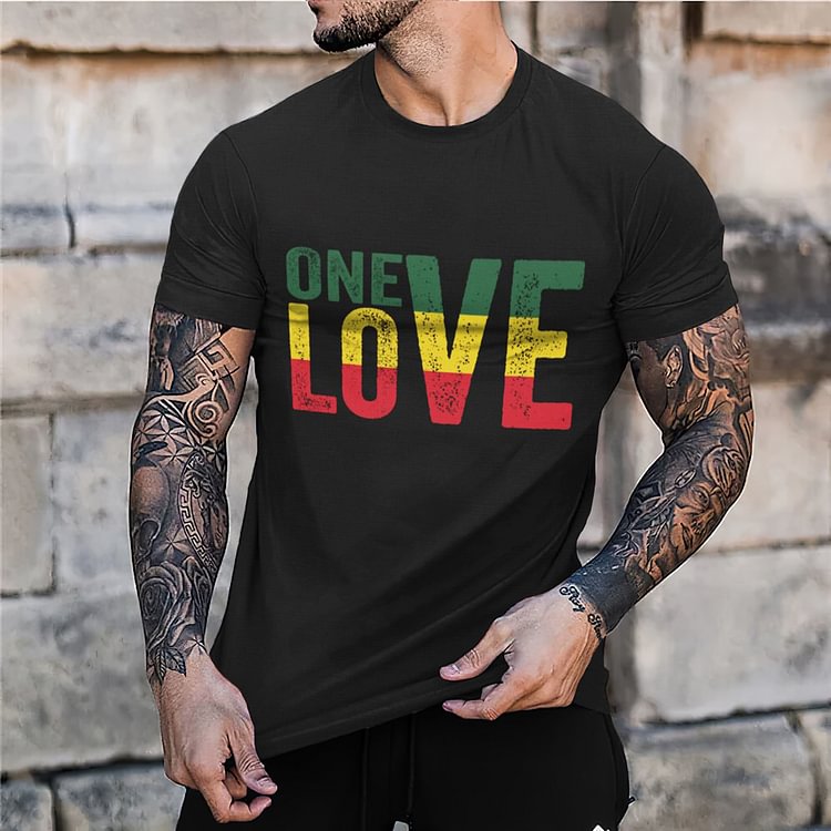 One Love Print Short Sleeve T-Shirt