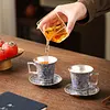 999 Silver National Trend Cultural and Creative Silver Gilded Black Bird Tea Cup/Water Cup