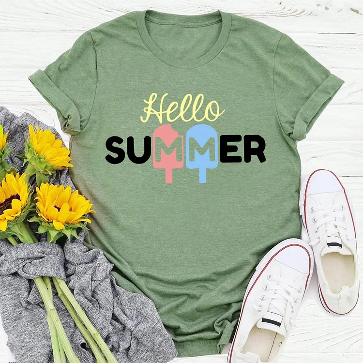 Hello summer and colorful ice cream T-Shirt-04124