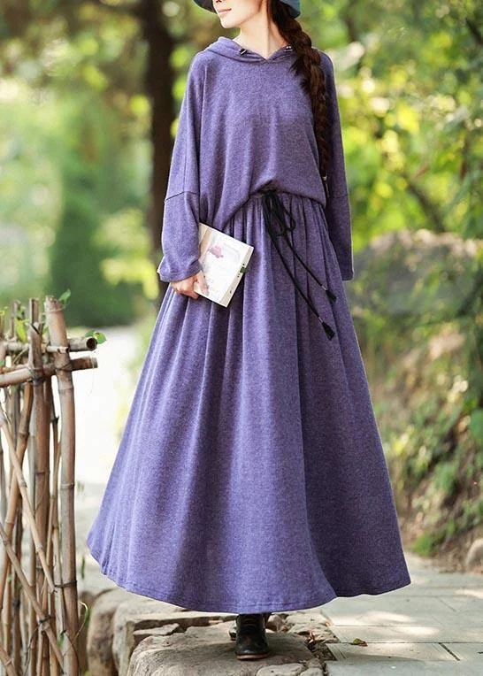 Knitted Skirt New Long Sleeve Knitted Sweater Purple Suit For Women