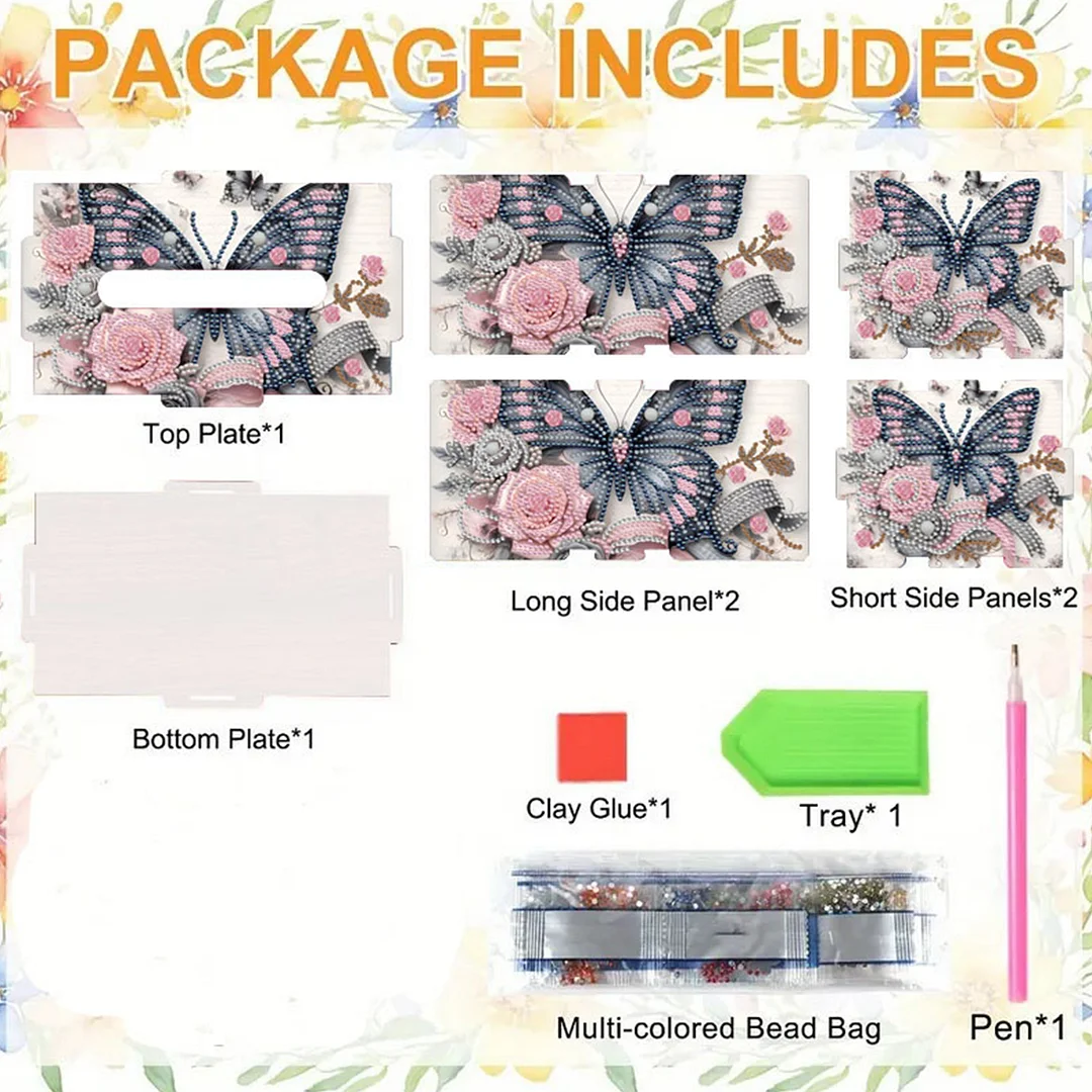 Flower Butterfly DIY Diamond Art Paper Towel Holder for Home and Office Decor