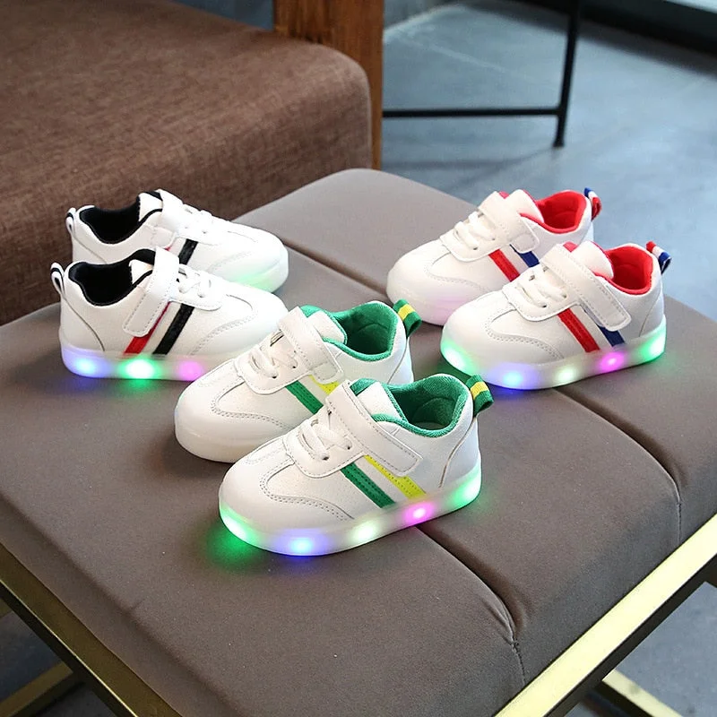 Size 21-30 Children LED Shoes for Boys Glowing Sneakers for Baby Girls Toddler Shoes with Light up sole Luminous Sneakers tenis