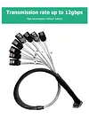 Slim Line SAS4.0 SFF-8654 8i to SATA 8 Ports 12Gbps 50cm Adapter Cable