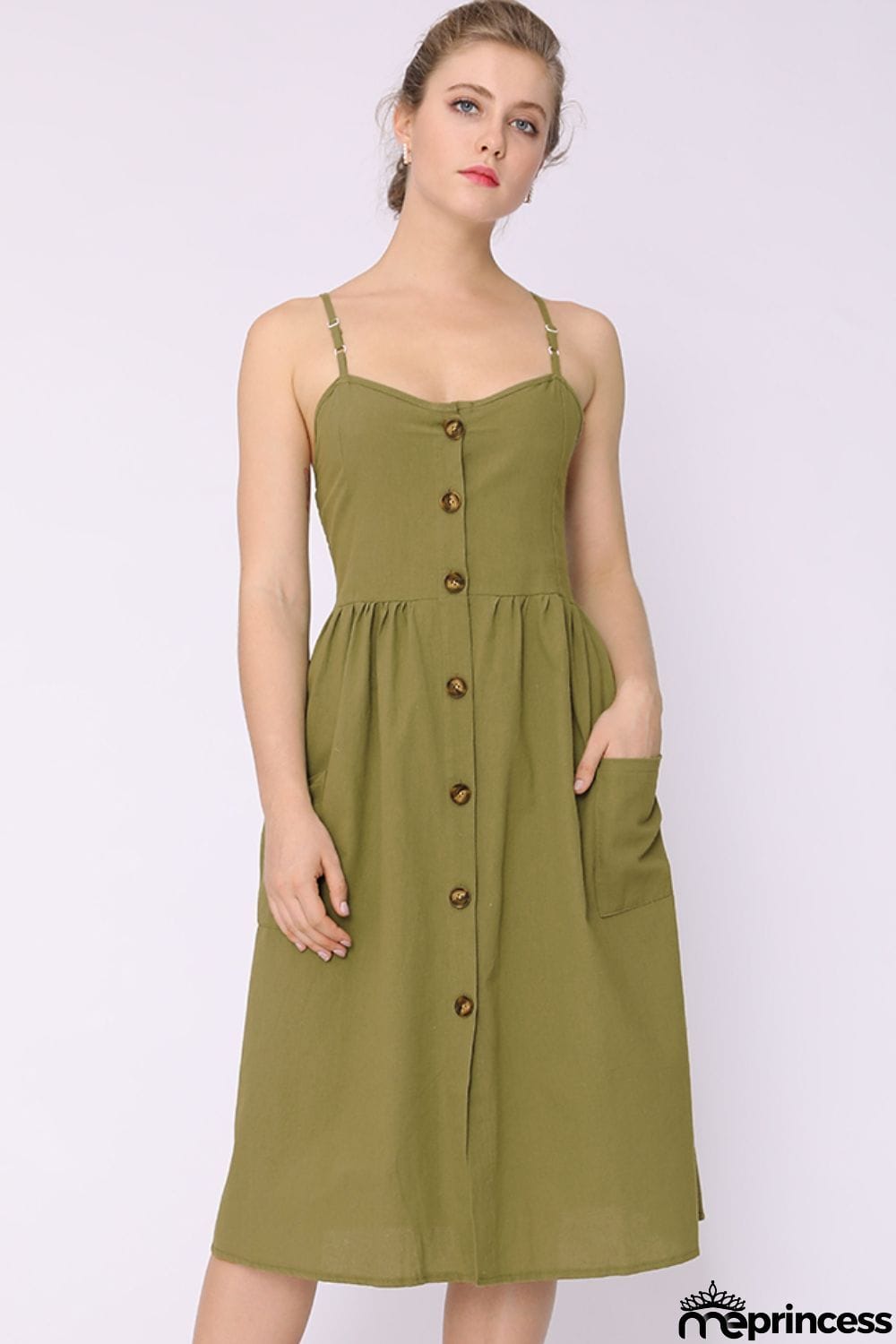 Spaghetti Strap Smocked Dress with Pockets
