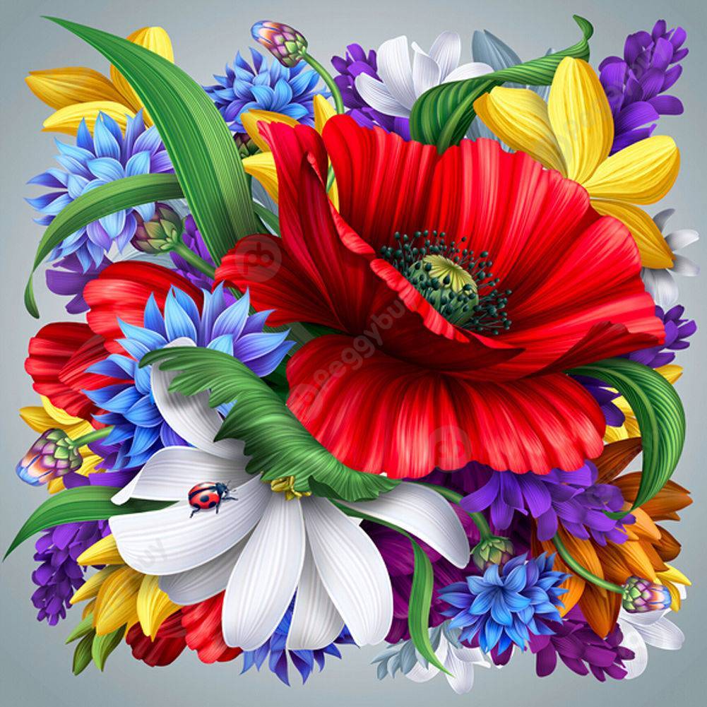 

30*30CM - Flower - Round Drill Diamond Painting, 501 Original